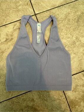 Free People Movement Ribbed V-Neck Racerback Crop Tank - Light Lavender